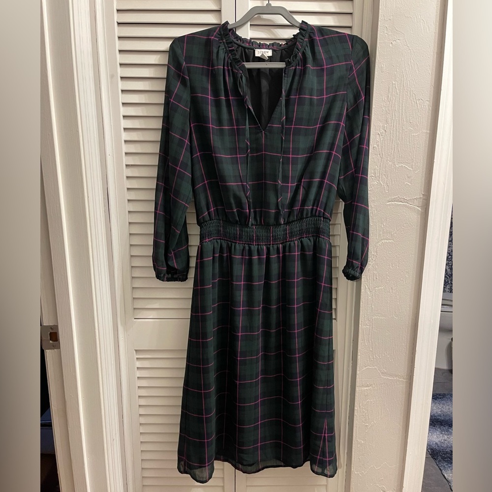 J. Crew plaid midi dress with smock waist